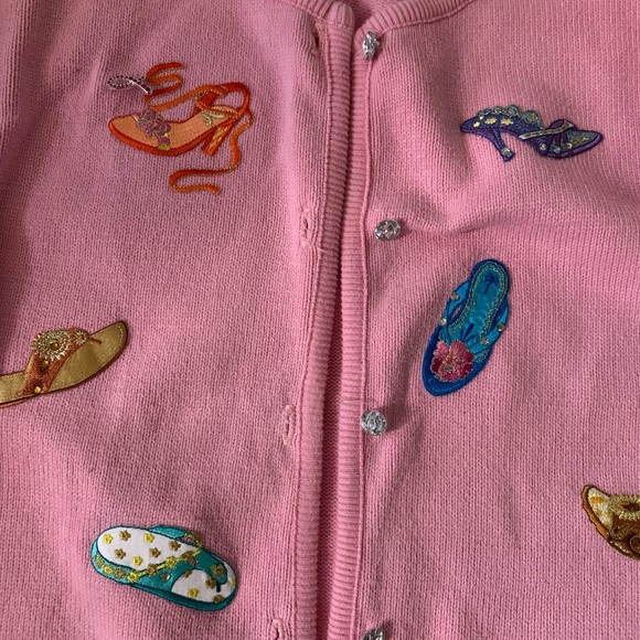 Tia Design pink long sleeve button sweater med - Picture 2 of 4